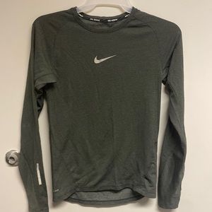 Nike running long sleeve in gray and black.